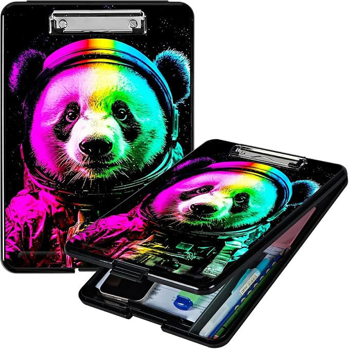 Planet Panda A4 Clipboard with Storage Pen Holder, Clipboards Organizer Nursing Clipboard Foldable File Folder Plastic Clipboard Folio Clip Board for Office Students Classroom Doctor
