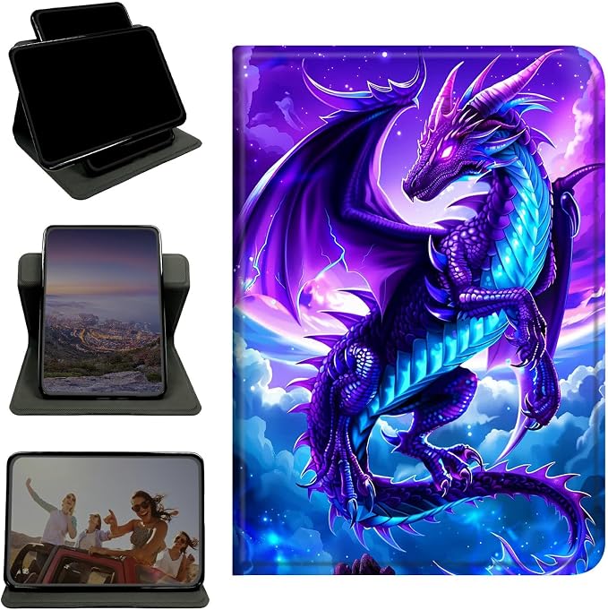 Case for Samsung Tab A11+ Plus 2026/Galaxy A9 Plus 11" 2024, 360 Degree Rotating Stand with Multi-Angle Vertical & Horizontal Viewing Shockproof Shell for Women Men, Galaxy Purple Dragon