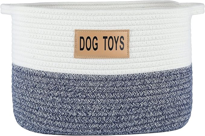 Midlee Two Tone Rope Dog Toy Storage Basket