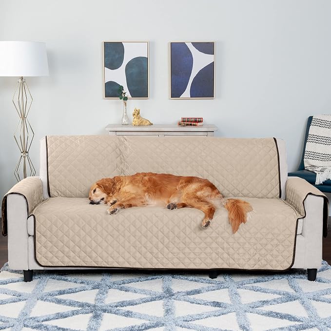 Furhaven Water-Resistant & Reversible Sofa/Couch Cover Protector for Dogs, Cats, & Children - Two-Tone Pinsonic Quilted Living Room Furniture Cover - Espresso/Clay, Sofa