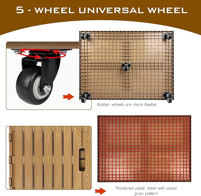 Collapsible Rolling Crate on Wheels, 440lbs Capacity Foldable Storage Bins Heavy Duty Plastic Furniture Moving Dolly Cart for Travel Shopping Luggage Office Use with Removable 360° Rotation Wheels