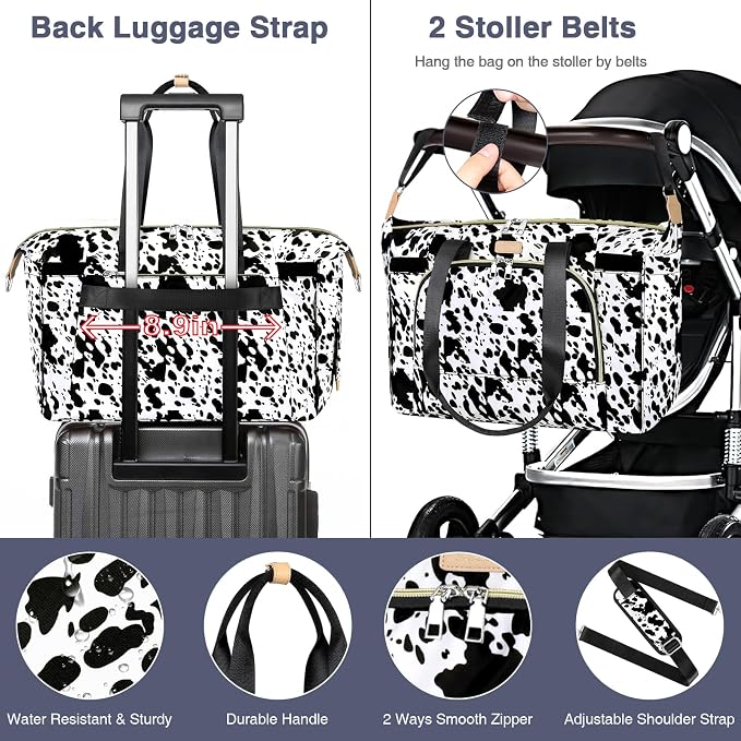 Diaper Bag Tote for Baby 7PCS, Large Mommy Bag with Portable Changing Pad | Multifunctional Hospital Bags for Labor and Delivery with Pacifier Case and Organizer Pouches,Travel Baby Bag for Boy Girl
