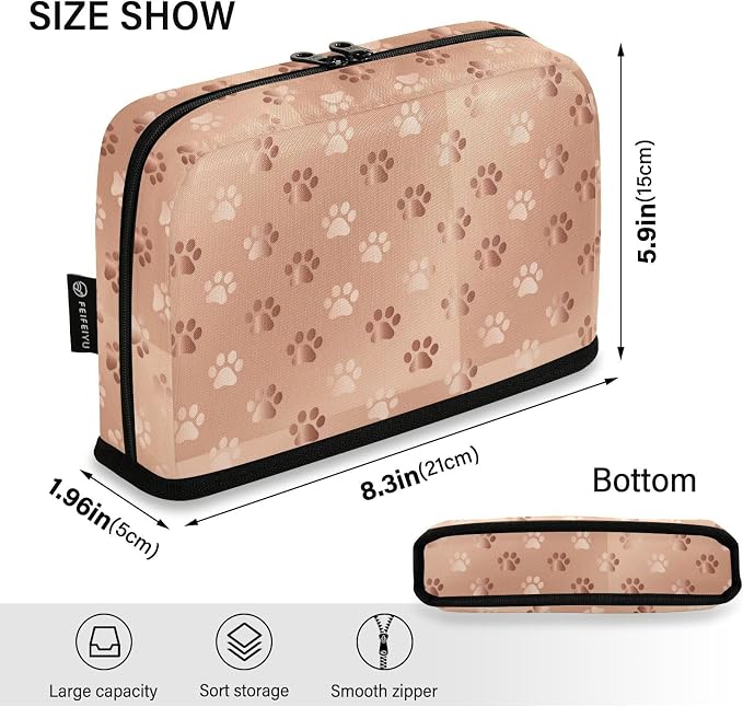 Aslsiy Large Capacity Pencil Case Rose Gold Pet Paws (2) Pencil Pouch for Boys Girls Portable Pen Bag Organizer Standing Makeup Bag for School Office Supplies