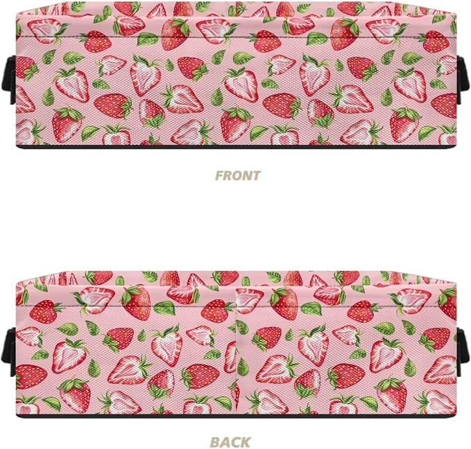 Strawberry Toilet Paper Basket with Handle, Decorative Toilet Tank Topper Basket with Handle for Countertop Shelves, Bathroom Bedroom Living Room Decor