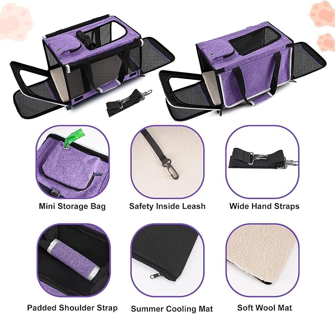 GAPZER Carrying Bag Yorkie Dog Travel Kennel Ventilated Soft Pet Carrier | Privacy Protection Big Kitten Car Travel Cloth Carry Bag up to 20 lbs, Small Animal Portable Mesh Kennel Cage for Vet Visits