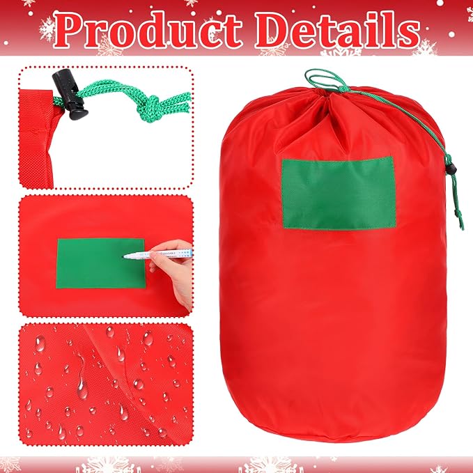 4Pack 21 x 12 Inch Christmas Inflatable Decorations Storage Bags Drawstring Waterproof Christmas Storage Containers with Blackboard for Xmas Ornaments Accessories Organizer