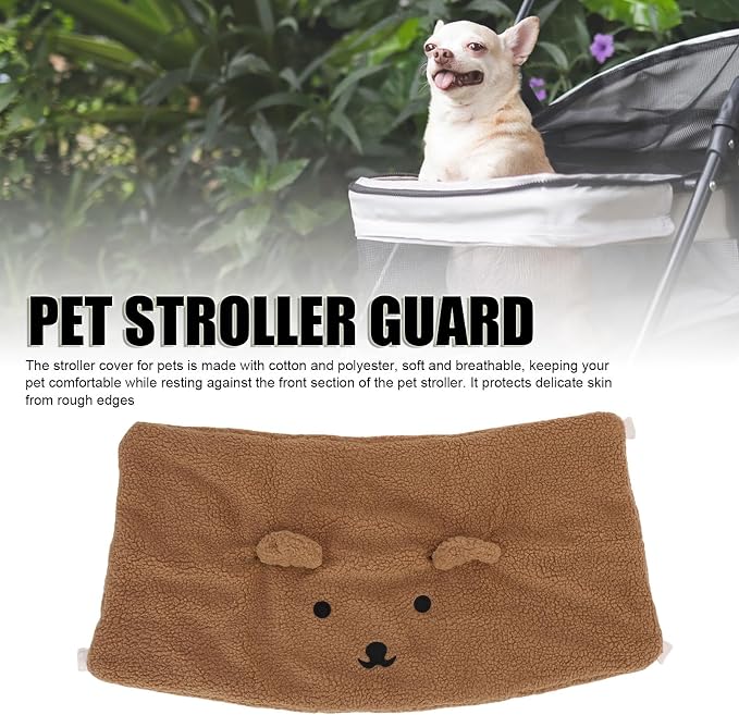 SUNGOOYUE Pet Stroller Guard, Soft Breathable Cotton Polyester Pet Strolling Front Section Cover for Winter (Brown)