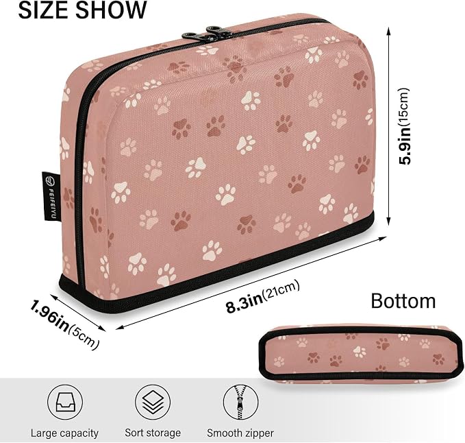 Aslsiy Large Capacity Pencil Case Rose Gold Pet Paws (1) Pencil Pouch for Boys Girls Portable Pen Bag Organizer Standing Makeup Bag for School Office Supplies