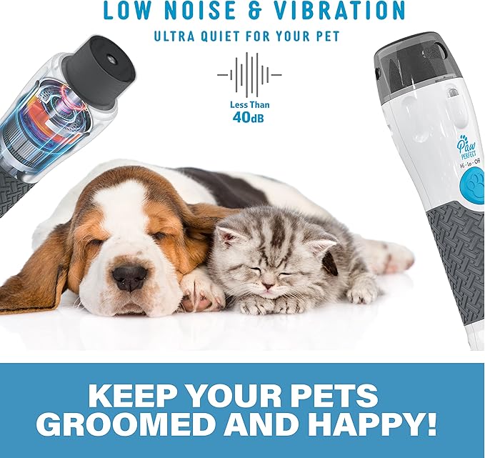 Bell+Howell Pawperfect Cordless Dog and Cat Nail Trimmer Rotating File with Safety Guard, 5000-7000 RPM's, Gentle and Painless Dremel Dog Nail Grinder w/ 3 Modes with 3 Replacement Rollers