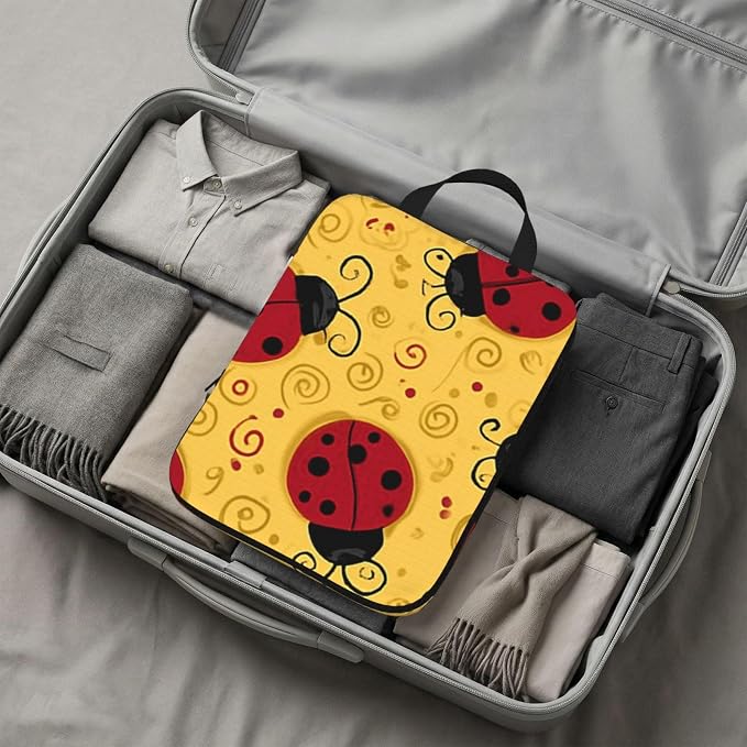 4 Set Compression Packing Cubes for Travel | Cute Red Ladybugs Swirls Cube Storage Organizer For Carry On Expandable Space Saver Packing Bags Travel Essentials