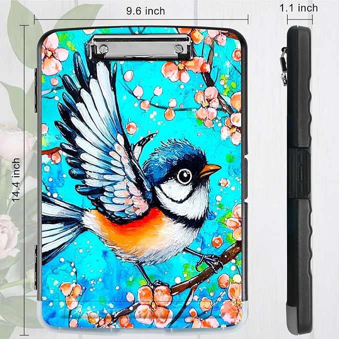 Blue Hummingbird A4 Clipboard with Storage Pen Holder, Clipboards Organizer Nursing Clipboard Foldable File Folder Plastic Clipboard Folio Clip Board for Office Students Classroom Doctor