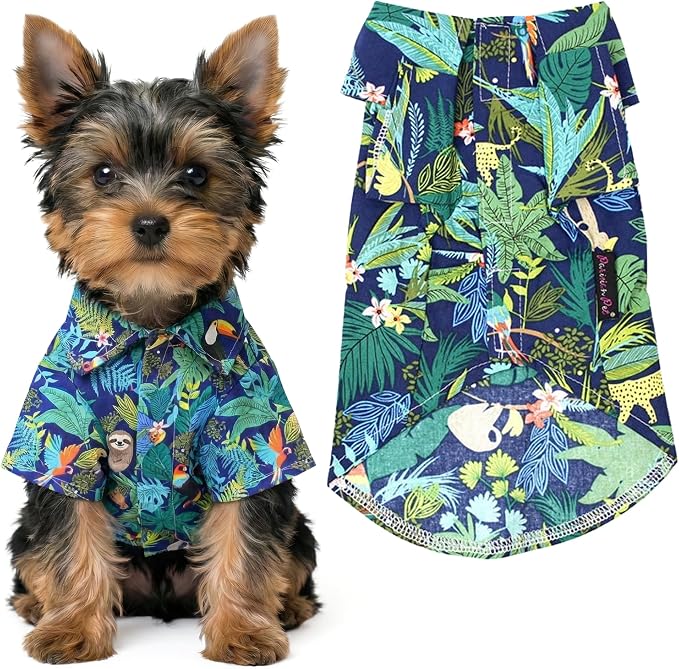 Parisian Pet Amazonia Dog Shirt - Cotton Clothes for Small Dogs - Stylish Tropical Dog Outfit - Lightweight and Soft Puppy Clothes - Trendy Tshirts for Dogs - Comfortable Summer Pet Apparel