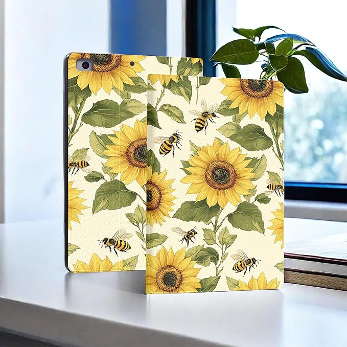 for Microsoft Surface Pro 8-13" 2021 Tablet Case,Auto Wake/Sleep,Adjustable Stand Protective Cover - Sunflower Bee