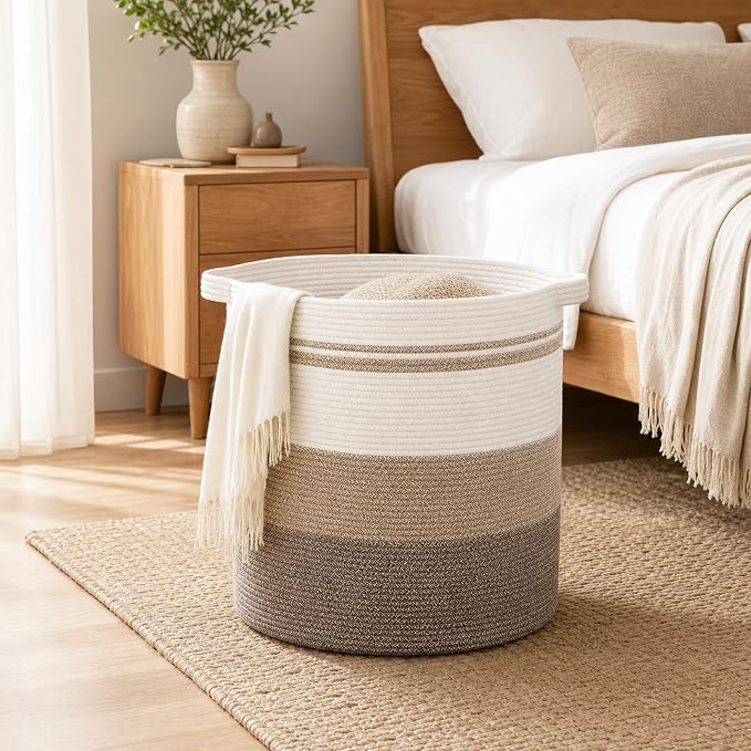 OIAHOMY 60L Laundry Basket Laundry Hamper Nursery Hamper Gradient Yellow | Tall Dirty Clothes Hamper with Handle,Blanket Basket,Decorative Basket for Living Room,Storage Basket,Toy Storage