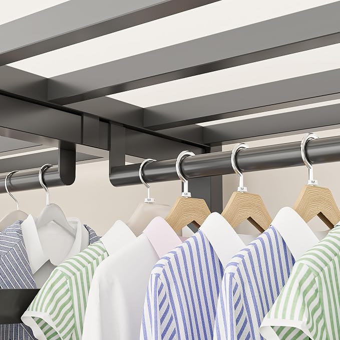 49.2in Heavy Duty Portable Closet with Cover, 1500lbs Foldable Covered Metal Clothing Wardrobe Closet System, Heavy Duty Garment Rack for Hanging Clothes, for Bedroom, Apartment, Rental Property,Gray