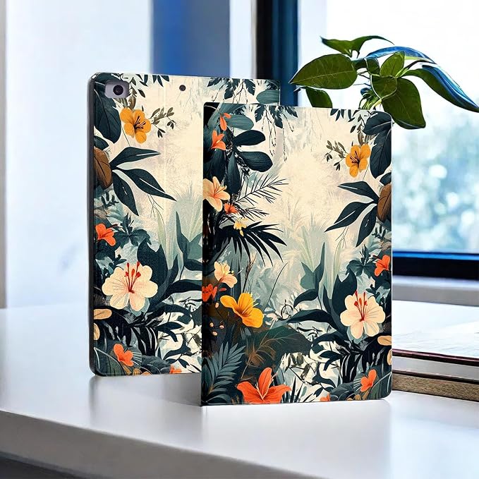for Microsoft Surface Go 4/3/2/1-10.5" 2021 Tablet Case,Auto Wake/Sleep,Adjustable Stand Protective Cover - Tropical Plant