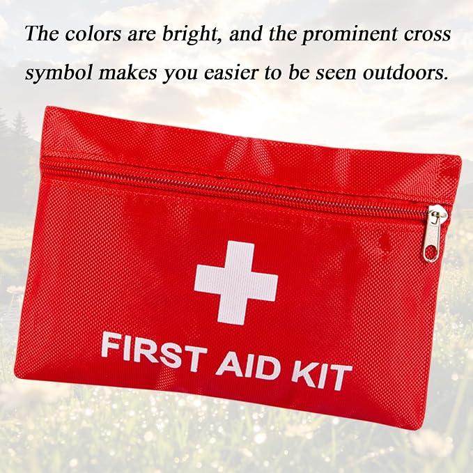 6 Pack Empty First Aid Kit Bag, Small First Aid Pouch Bulk, Water Resistant Travel Medical Organizer, Mini Emergency Supply Storage for Home, Car, Office, Camping, Outdoors (Red, 20x14cm, Bag Only)