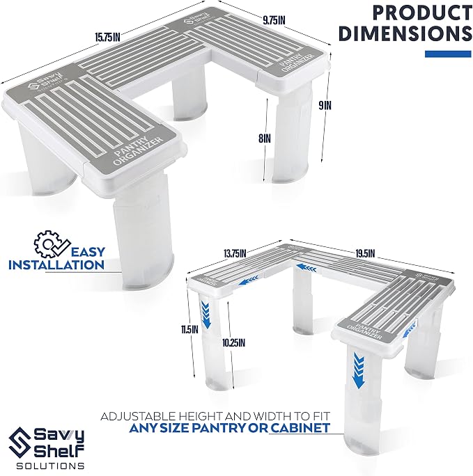 Savvy Shelf Adjustable Pantry & Can Storage Organizer - Kitchen Cabinet - Pantry Organization & Storage Can Organizer for Cupboard