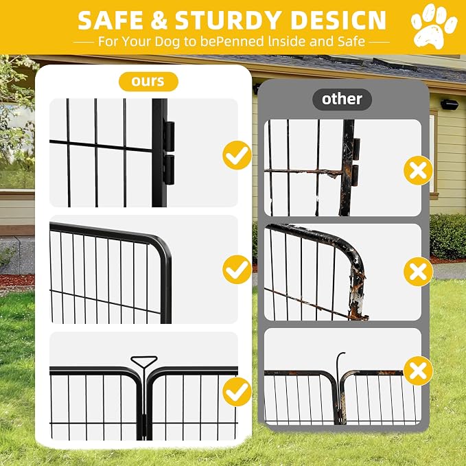 Dog Playpen for Indoor,Outdoor,Yard,RV Camping,32 in 8 Panels Dog Play Pen | Heavy Duty Metal Dog Gate,Anti-Rust Coating Dog Fence Exercise Pen for Puppy and Small Dogs