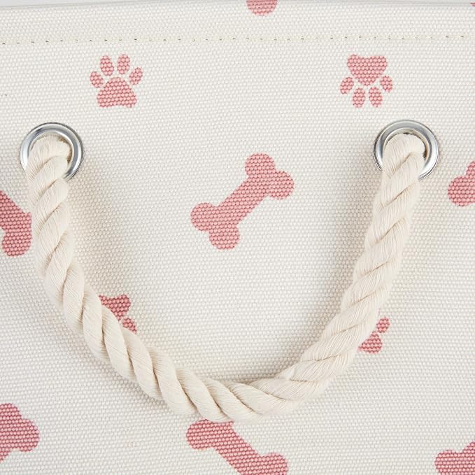 Bone Dry Pet Storage Collection Paw and Bone Print, Small Rectangle, 14x8x9", Rose