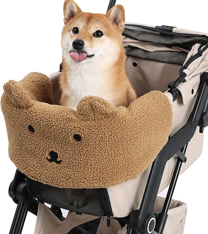 Keenso Pet Stroller Guard, Easy Installation, Protects from Rough Edges, Pet Stroller Front Guard Fits Most (Brown)
