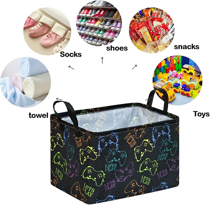 Rectangular Game Basket Storage for Boys toy Box kids Room Decor | Waterproof collapsible storage box,Rectangular Game Storage Basket,Kids toy Laundry Hamper Storage Basket Room Decor(Game)