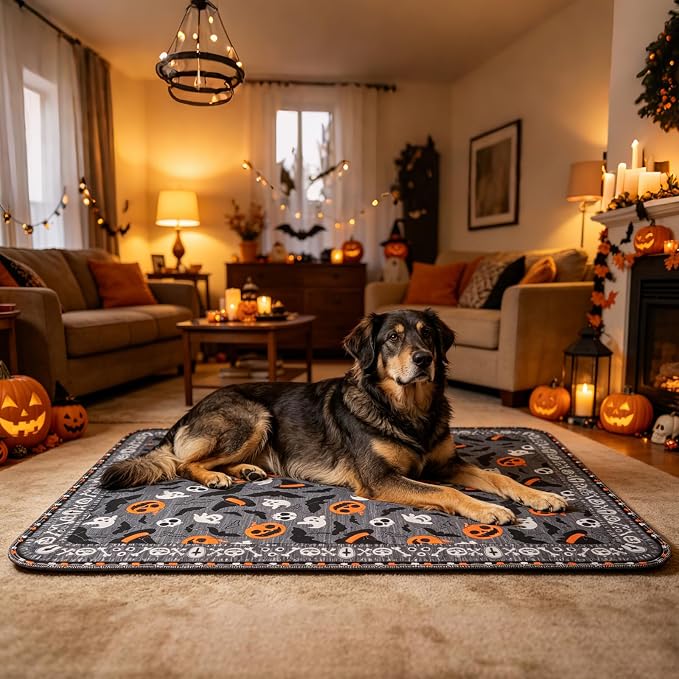 KOOLTAIL Washable Pee Pads for Dogs, 2 Pack Halloween Pet Mats, Super Absorbent Reusable Puppy Training Pads Waterproof,Nonslip Leak-Proof Dog Pee Pad,Large Whelping Pads for Floor,Crate,Couch,36"*41"