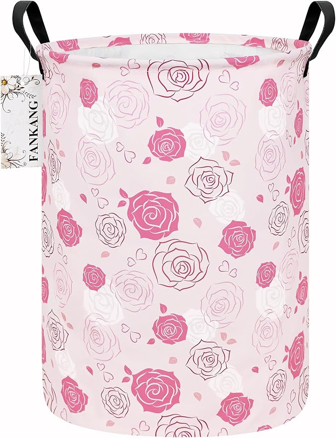 Roses Storage Bin Foldable Nursery Basket | Foldable with Waterproof PE Coating Organizer Bin for Kids Boys and Girls,Office,Bedroom,Clothes
