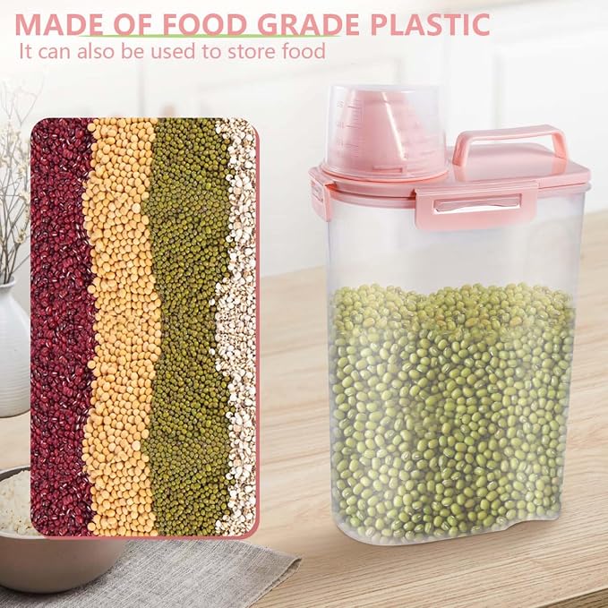 SenseYo Pet Food Storage Container Bin 2.5 lb Portable BPA Free Cat Dog Food Storage Container Dispenser with Measuring Cup and Seal Buckle for Small Animal Kibble Bird Seed Oatmeal Rice Flour