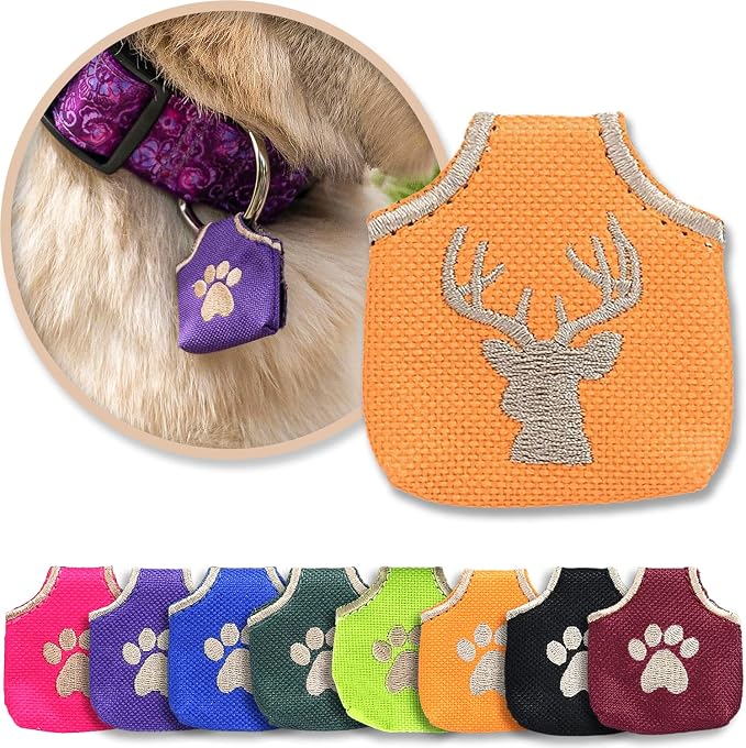 Woofhoof Dog Tag Cover (Orange Deer Head)