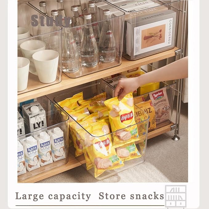 Clear plastic storage bins with LIDS,storage containers for snacks, cosmetics, books, dog food, Storage Organizer for Nursery，Kitchen, Living room,Bedroom, Bathroom, Office (clear, 3XL)