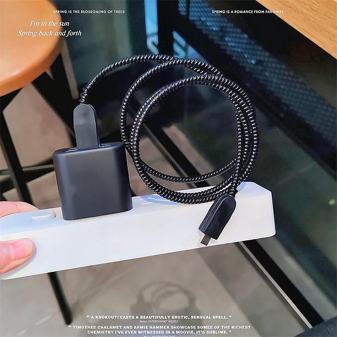 Cute Cable Protector for iPhone Charger,DIY Classic Charging Cord Protector,Soft Frosted Silicone Charger Cover,Data Cable Saver Phone Cable Protector for iPad iPhone 14 15 16 17Pro Max-Pure Black