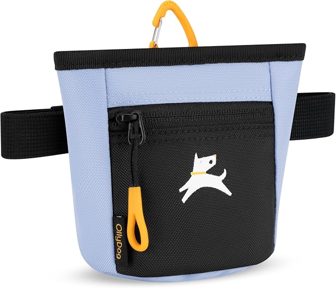 OllyDog, Goodie Treat Bag, Dog Treat Training Pouch | Magnetic Closure | 3 Ways to Wear | Hands-Free Waist Belt | Water-Resistant Recycled Vegan Fabric (Blue Heron)