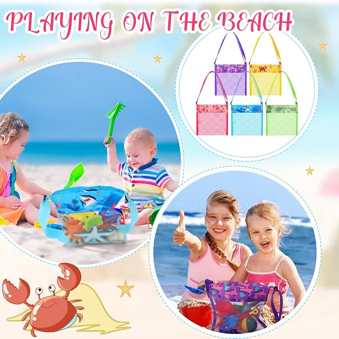 Frienda 15 Pack Mesh Beach Tote Bag | Seashell Bags, Bag Organizer Toys for Holding Beach Children' Toys Market Picnic