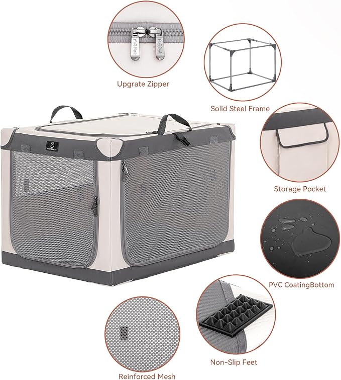 A 4 Pet 30-in Collapsible Soft Dog Crate, Medium Dogs, Travel | patented screw frame, Lockable zippers, waterproof base, washable cover,outdoor/indoor/car