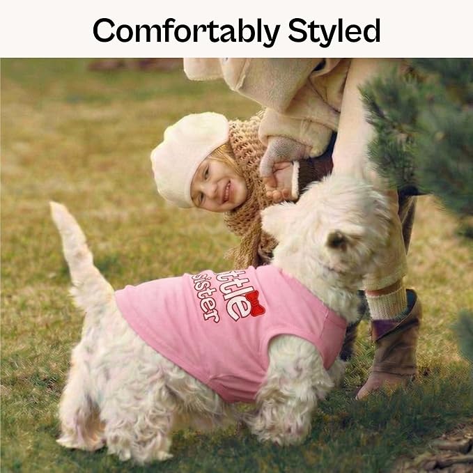 Parisian Pet Dog Shirt - 100% Cotton Shirts for Small Dogs - Pink Sleeveless Girl Pet Clothes - Lightweight and Breathable Puppy Clothes - Stretchy Dog Apparel for Little Sister Dogs