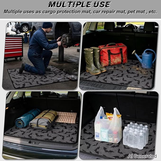 Mandala Print Universal Cargo Mat for Truck, All Weather Non Slip Car Trunk Liner 29" x 39", Washable Durable Pet Friendly Purple Rear Cargo Protection