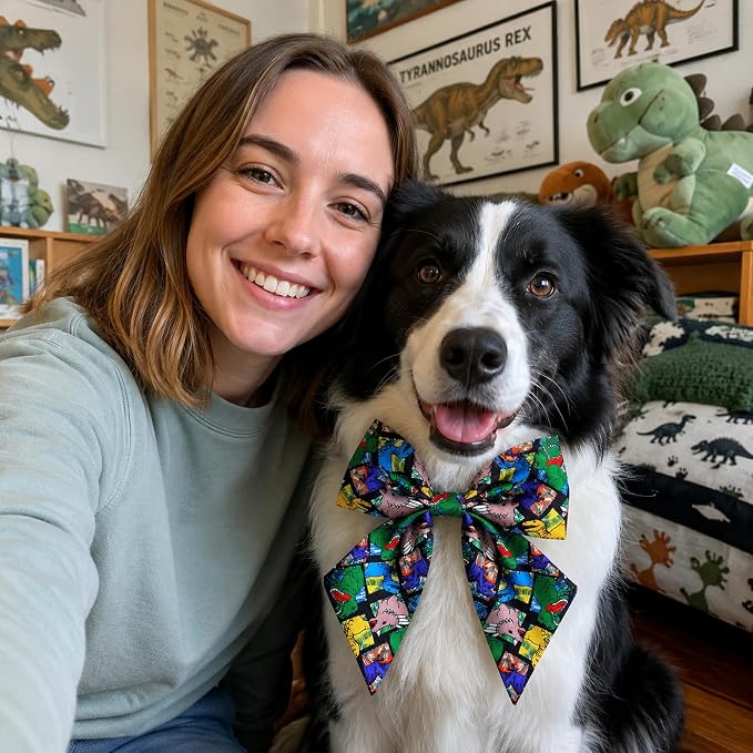 PET SHOW 10 Pack Dinosaur Sailor Dog Bowties for Large Dogs