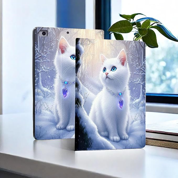 for Microsoft Surface Go 4/3/2/1-10.5" 2021 Tablet Case,Auto Wake/Sleep,Adjustable Stand Protective Cover - White Cat