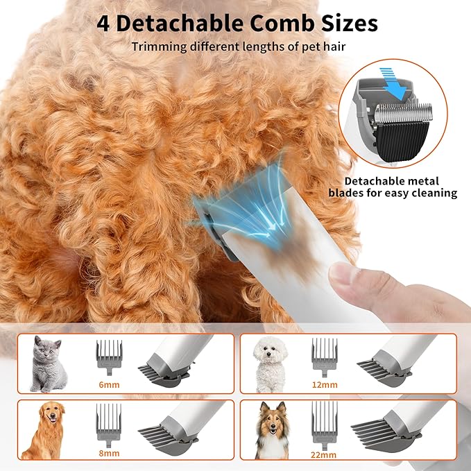 binROC Dog Grooming Vacuum Kit, Pet Grooming Vacuum with Electric Dog Hair Clipper, Grooming Brush, Cleaning and Crevice Tool with 1.5L Dust Cup 5 Grooming Tools for Shedding Pet Hair, Home Cleaning