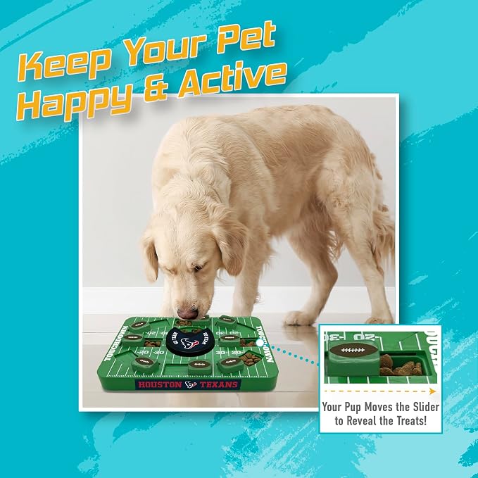 Pets First NFL Houston Texans Large Puzzle Toy - Interactive Dog Treat Puzzle, New Size, Slow Feeding Toy