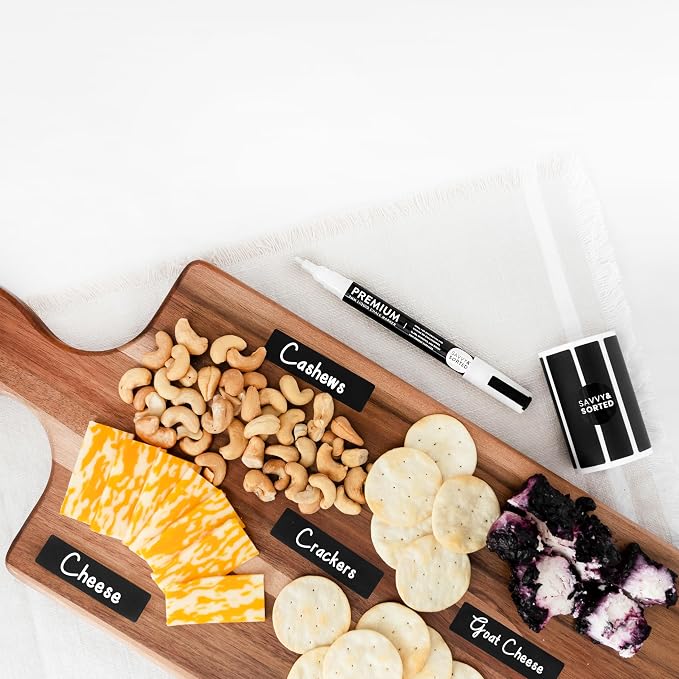 200 Chalkboard Labels for Containers, Removable Black Jar Labels Stickers with Chalk Marker, Reuseable Pantry Containers and Storage Bin Organization