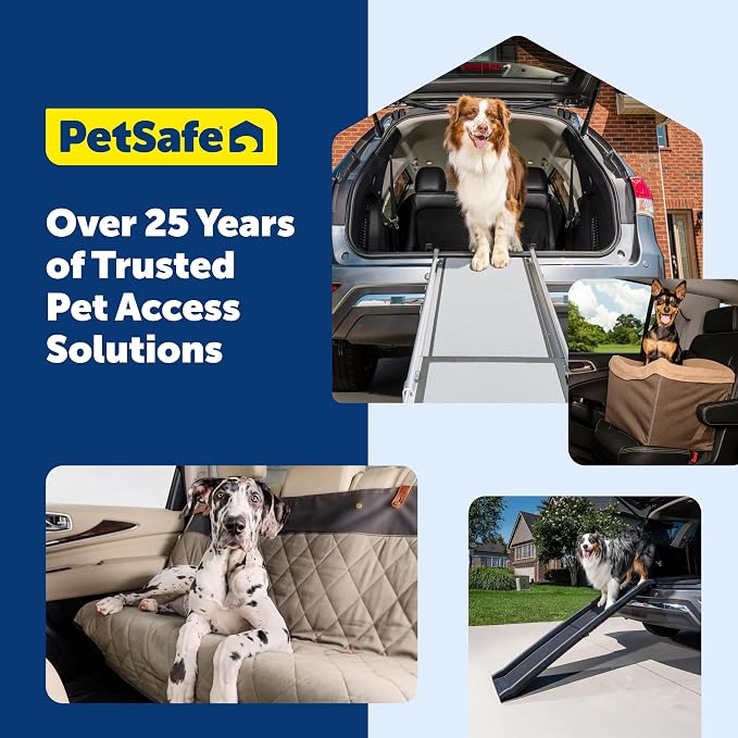 PetSafe Happy Ride Dog Booster Seat, Brown, Up to 18 lb | Raises Small Dogs to Window Height In Most Cars, Connects to Seatbelt with Safety Tether, Fleece Liner Is Machine Washable