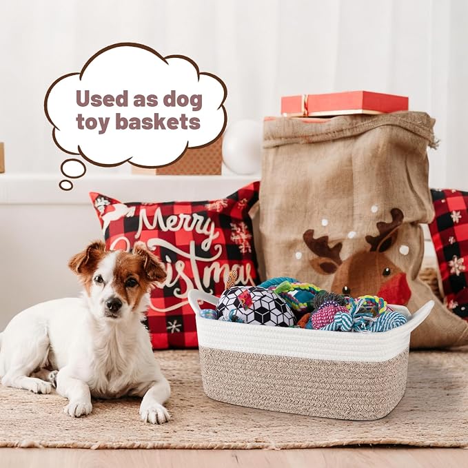 OIASKET Gift Basket Empty with Handle, Small Woven Baskets for Gifts Empty | 13.6"x10"x5.9", Baby Shower Toy Storage Baskets, Dog Toy Storage for Organizing, with Gift Bag Ribbon Tissue Paper