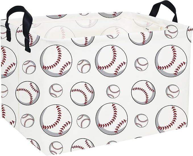 Rectangular Baseball Baskets Easter Gift Basket Empty Kids Storage Bins Baby Boy Basket Kids Toy Storage Bin Organizer Box Room Decor for Home(Neat Baseball)