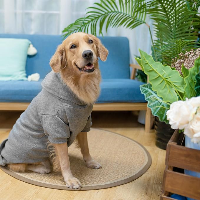 SCENEREAL Dog Hoodie Sweaters for Small Medium Large Size Dogs, Fleece Pet Sweatshirt with Hat and Pocket,Soft Cold Winter All Weather Puppy Clothes for S to XL Sized Dogs,Grey (M)