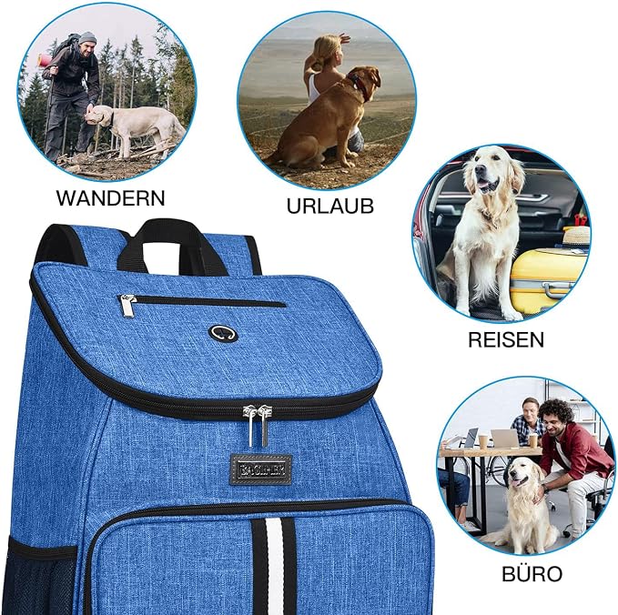 BAGLHER丨Dog Travel Bag, Airline Approved Pet Supplies Backpack, Dog Travel Backpack with 2 Silicone Collapsible Bowls and 2 Food Baskets
