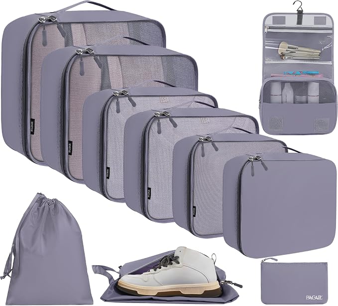 BAGAIL 6 Set/8 Set/10 Set Packing Cubes Various Sizes Packing Organizer for Travel Accessories Luggage Carry On Suitcase
