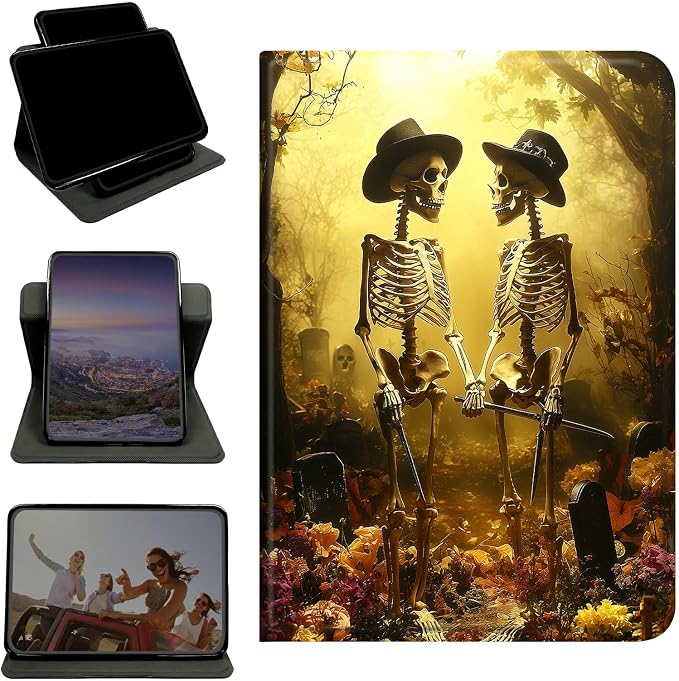 Case for Samsung Galaxy Tab S5e 10.5" 2019 SM-T720/725, 360 Degree Rotating Stand with Multi-Angle Vertical & Horizontal Viewing Shockproof Protective Shell for Women Men, Forest Skull Leaf