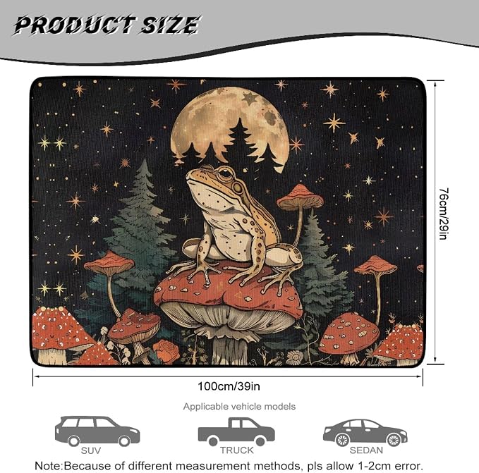 Mushroom Frog Cargo Liner Dustproof Floor Mats Non Slip Trunk Protection Mat Universal for Cars, SUV, Vehicle, Backing Rear Trunk Liners for Picnic Camping